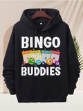 Men's Hoodie Bingo Buddies Colorful Bingo Cards With Numbered Balls And Game Pieces