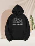 Men's Hoodie Catch The Wave Rolling Ocean Waves With Foamy Crests Under Dark Sky Hoodie
