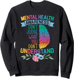 Men's Hoodie Mental Health Awareness Colorful Brain With Flowers And Motivational Quote Sweatshirt