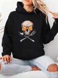 Women's Hoodie Fried Eggs With Skull Crossed By Spoon And Fork