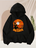 Men's Hoodie Happy Halloween Haunted Castle Under Full Moon Hoodie