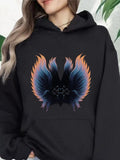 Women's Hoodie Vivid Feathery Wings With Fiery Blue And Orange Gradient Pattern