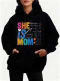 Women's Hoodie She Is Mom Colorful Lettering With Heart And Mother Outline