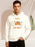 Men's Hoodie Are You Fond Of Me With Cartoon Cheese Illustration Surrounded By Paw Prints Cheese