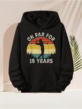 Men's Hoodie On Par For Sixteen Years With Sunset Silhouette And Vintage Golf Player