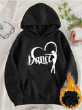 Women's Hoodie Heart Silhouette With Dancer Figure Surrounded By Flowing White Lines