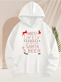 Men's Hoodie Most Likely To Offer Santa A Beer Holiday Reindeer And Candy Cane Hoodie