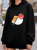 Women's Hoodie Hand Drawn Pencil With Apple On Notepaper Hoodie