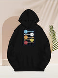 Men's Hoodie Colorful Circular Forms And Geometric Lines On Black Hoodie