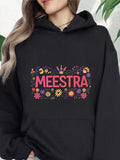 Women's Hoodie Colorful Wild Spring Flowers Surrounding Bold Block Letters Meestra