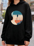 Women's Hoodie Retro Abstract Vintage Textured Shapes With Windy Weather Circle