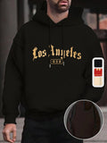 Men's Hoodie Golden Gothic Lettering With Bold Typeface On Black Hoodie Los Angeles