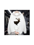 Men's Hoodie Midnight Wilderness Among Shadows Majestic Silhouette Of A Deer
