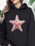 Women's Hoodie Candy Pastel Rainbow With Cute Pink Decorative Starfish