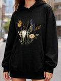 Women's Hoodie Wildflowers And Butterflies With Soft Petals Along Graceful Stems Hoodie