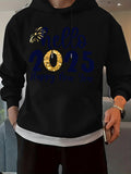 Men's Hoodie Hello 2025 Festive Gold Sparkle With Firework On Black Hoodie