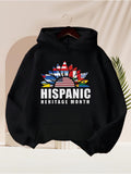 Men's Hoodie Hispanic Heritage Month Radiant Sunburst Colors With International Flag Pattern