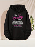 Men's Hoodie The Grandma Code With Five Funny Rules Playful Decorative Text Hoodie