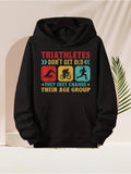 Men's Hoodie Triathletes Colorful Athlete Icons With Motivational Sports Theme Hoodie