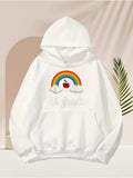 Men's Hoodie Colorful Rainbow With Fluffy Clouds Over Red Apple Hoodie