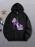 Women's Hoodie Eiffel Tower With Purple High Heel And Blossoming Flowers Paris