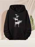 Men's Hoodie Stacked Majestic Elks Standing Gracefully On Each Other Elk