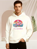 Men's Hoodie Flamingo Relaxing On Colorful Beach Sunset Flamingo