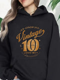 Women's Hoodie Vintage Style Golden Typography With Number Anniversary Logo