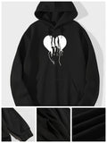 Men's Hoodie Dripping White Heart Shape With Bold Artistic Splash Heart