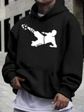 Men's Hoodie Dynamic Urban Night With Bold Kick Football Player Silhouette