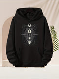 Men's Hoodie Geometric Lines With Abstract Celestial Symbols Sacred Design
