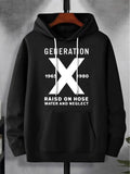 Men's Hoodie Generation X With Bold White Lettering And Crossing Lines Hoodie