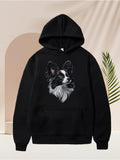 Men's Hoodie Hand Painted Lifelike Texture Black And White Dog Portrait