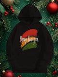 Men's Hoodie Happy Kwanzaa With Festive Red Green Gold Brushstroke Hoodie
