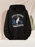 Men's Hoodie Spellbound And Dangerous Moonlit Cemetery With Magical Cat Among Headstones