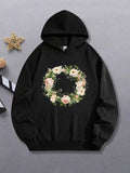 Women's Hoodie Blooming Wreath Of Soft Pink And White Flowers Surrounded By Lush Greenery Flower