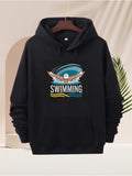 Men's Hoodie Waves And Splashes Under A Dynamic Athletic Swimmer