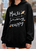Women's Hoodie Music Inspires Happy Lettering With Abstract Artistic Brushstroke Patterns Hoodie