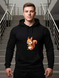 Men's Hoodie Playful Autumn Leaves Surrounding A Delightful Cartoon Squirrel