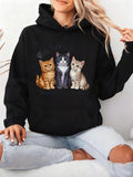 Women's Hoodie Cute Furry Companions Sitting Among Colorful Cozy Sweaters Cat