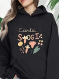 Women's Hoodie Cardic Sogi With Playful Pastel Flowers And Delicate Leaves