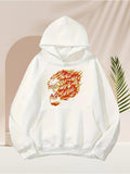 Men's Hoodie Raging Flames Blazing Mane Surrounding Fierce Roaring Lion Head