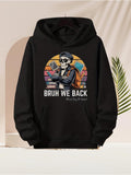 Men's Hoodie Bruh We Back Retro Colorful Sunset With Books Skeleton