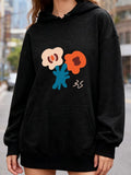 Women's Hoodie Abstract Colorful Flowers With Playful Curved Lines On Cozy Hoodie