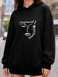 Women's Hoodie Empowered Woman Single Line Face Art And Flower Motif Hoodie