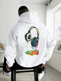Men's Hoodie Colorful Paint Dripping Headphones Surrounded By Vibrant Artistic Swirls