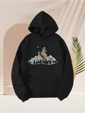 Men's Hoodie Peaceful Night Sky And Majestic Bear Among Snowy Mountains