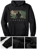 Men's Hoodie Abstract Camouflage With Athlete Silhouette In Grunge Splash Football