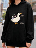 Women's Hoodie Flowers With Gentle Blossom Surrounding A White Cartoon Duck