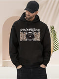 Men's Hoodie Powerlifting Mom Metallic Accents With Leopard Patterned Letters And Barbell Mom